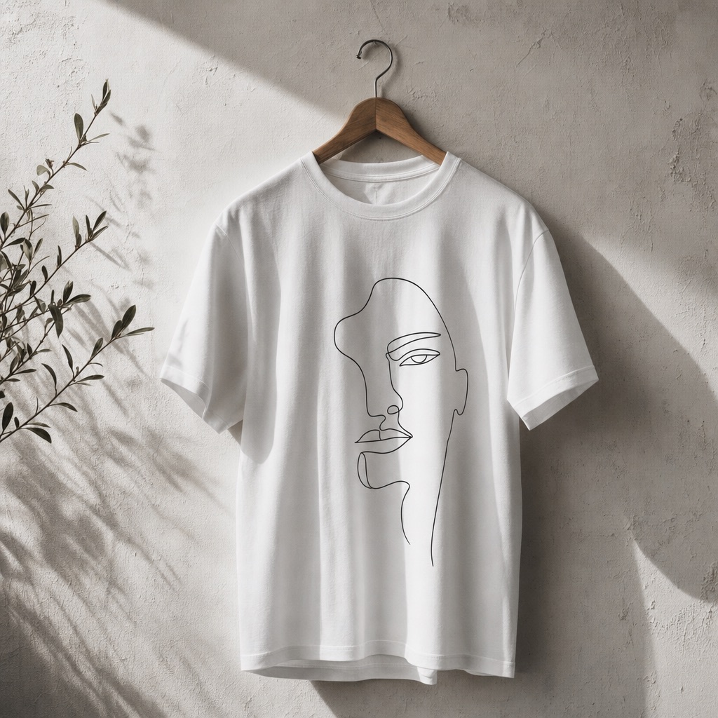 Camiseta line-art minimalista