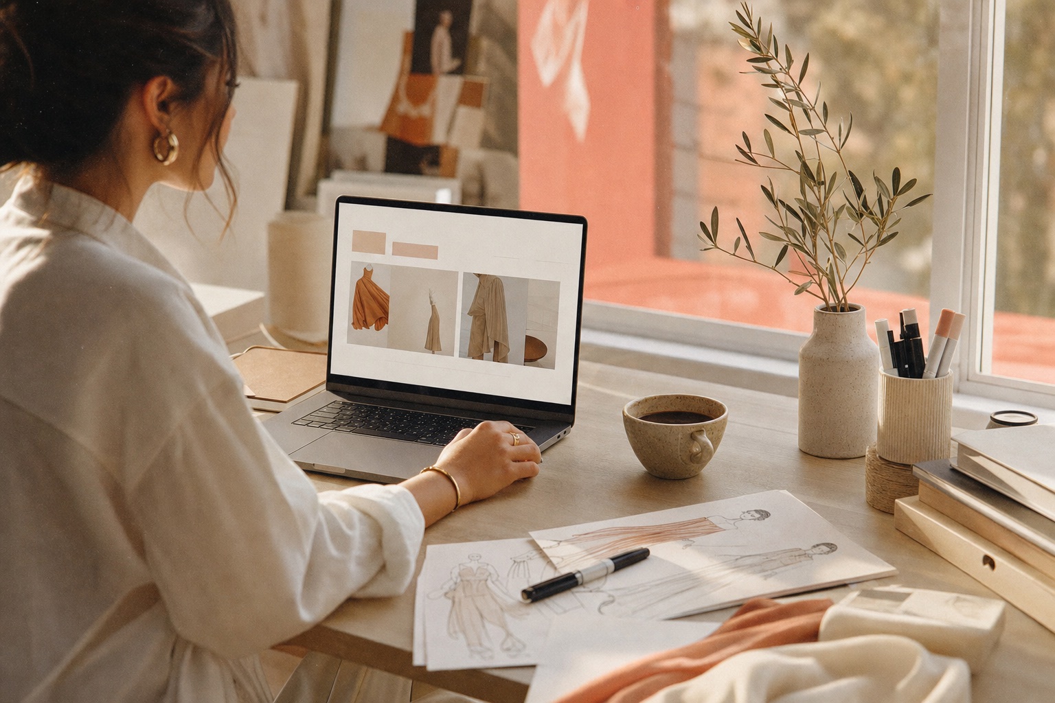 Espacio de trabajo de una joven diseñadora